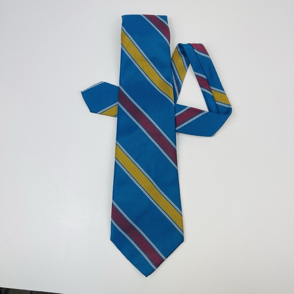 Vintage Sears The Mens Store Necktie Blue Red Yellow Diagonal Pattern Mens Tie